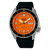 Montre Seiko 5 Sports pour homme, bracelet en silicone noir, cadran orange, lunette à minutes