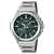 Casio G-Shock Herrenarmbanduhr mit grünem Zifferblatt und silbernem Metallarmband