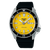 Montre automatique Seiko 5 Sports : cadran jaune, lunette noire avec marqueurs, bracelet