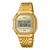 Goldfarbene Casio Digitaluhr mit Metallarmband, rundes Display, Zeit 10:58:50