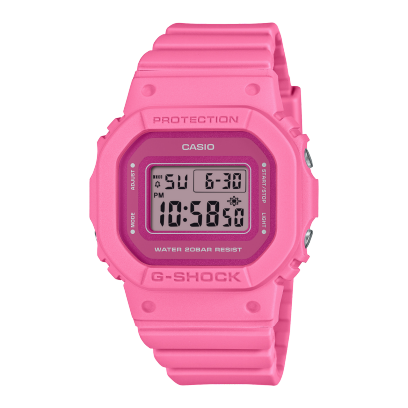 Casio G‑SHOCK Damenuhr mit pinkem Resinarmband und digitalem LCD-Display