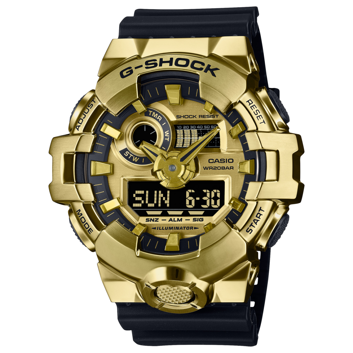 G‑SHOCK Herrenarmbanduhr: goldfarbenes Edelstahlgehäuse, schwarzes Band