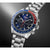 Bracelet de montre pour homme avec cadran bleu, chronographe, boîtier et bracelet en acier inoxydable, poussoirs latéraux