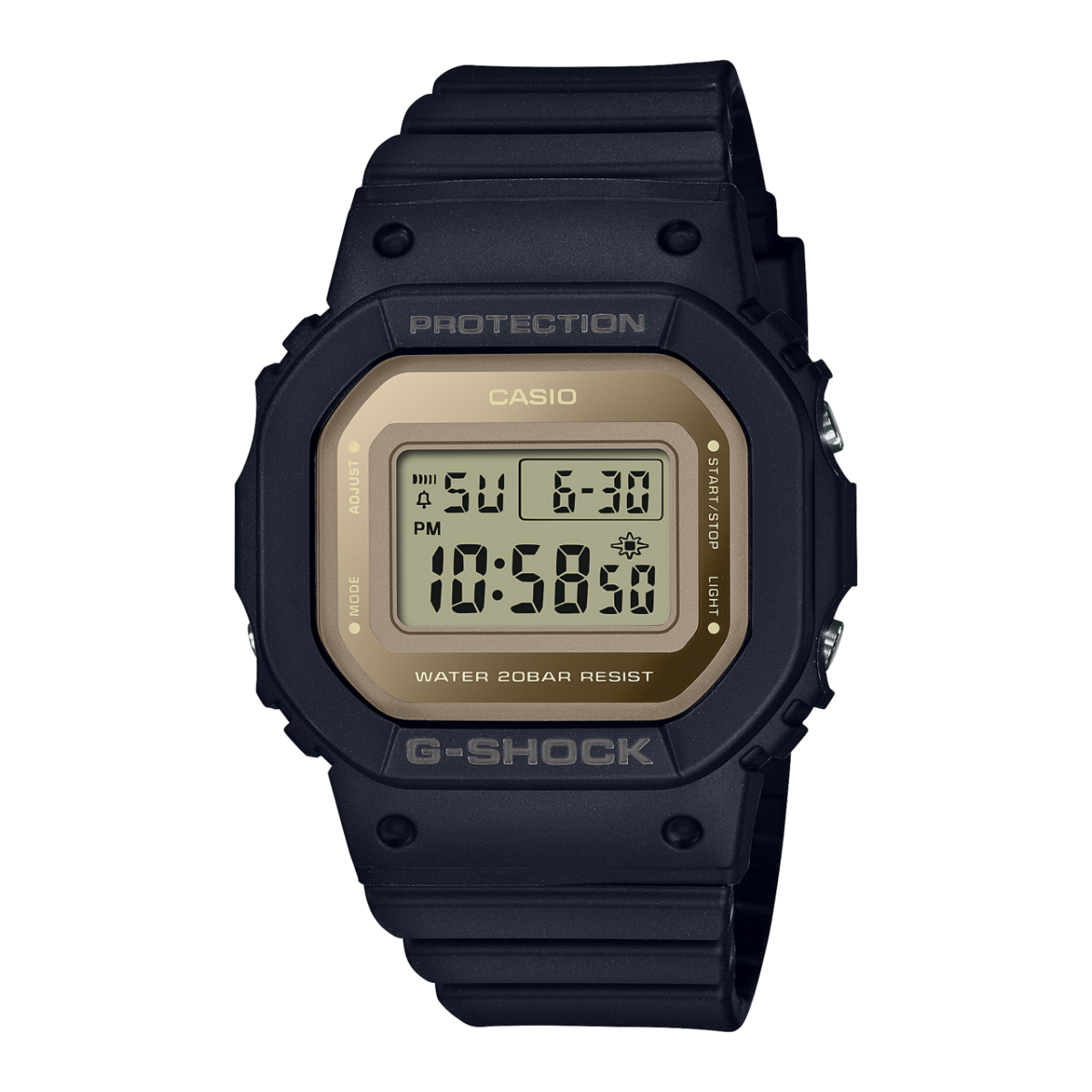Casio G-SHOCK Digitaluhr mit dunklem Resingehäuse und -band, LCD-Display