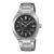 Herren-Automatikuhr von Casio Edifice mit silbernem Edelstahlband und schwarzem Zifferblatt