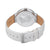 Herrenuhr mit weißem Lederarmband, silbernem Gehäuseboden und Dornschließe