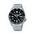 Montre Seiko pour homme avec bracelet en acier inoxydable argenté et cadran noir, affichage GMT