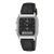Casio Vintage Armbanduhr mit schwarzem Echtlederarmband, analog/digital, eckiges Gehäuse.