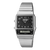 Casio Vintage Armbanduhr mit Analog-Digital-Display, schwarzes Zifferblatt, silbernes Edelstahlband