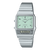 Casio Armbanduhr mit grünem Zifferblatt, analog-digital Anzeige und Metallarmband