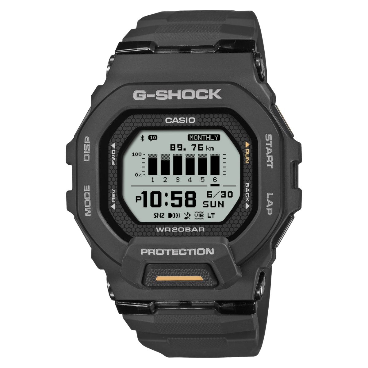 G-SHOCK Herren-Smartwatch mit schwarzem MIP-LCD-Display und Kautschukarmband