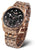 Montre Vostok Europe pour femme avec cadran chronographe noir et bracelet en acier inoxydable doré