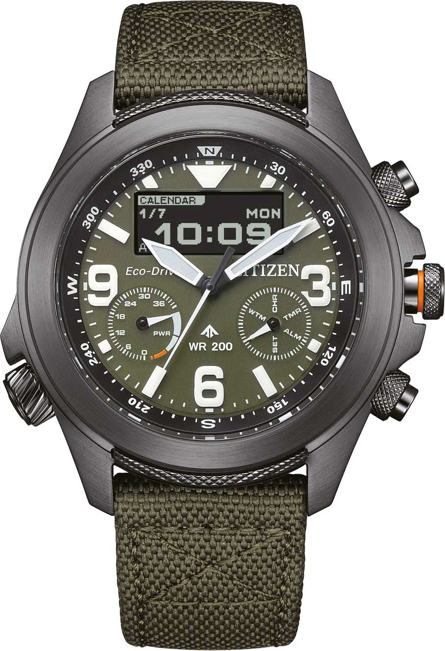 Montre Citizen Promaster Land JV1005-02W pour homme • Eco-Drive • Écran MIP