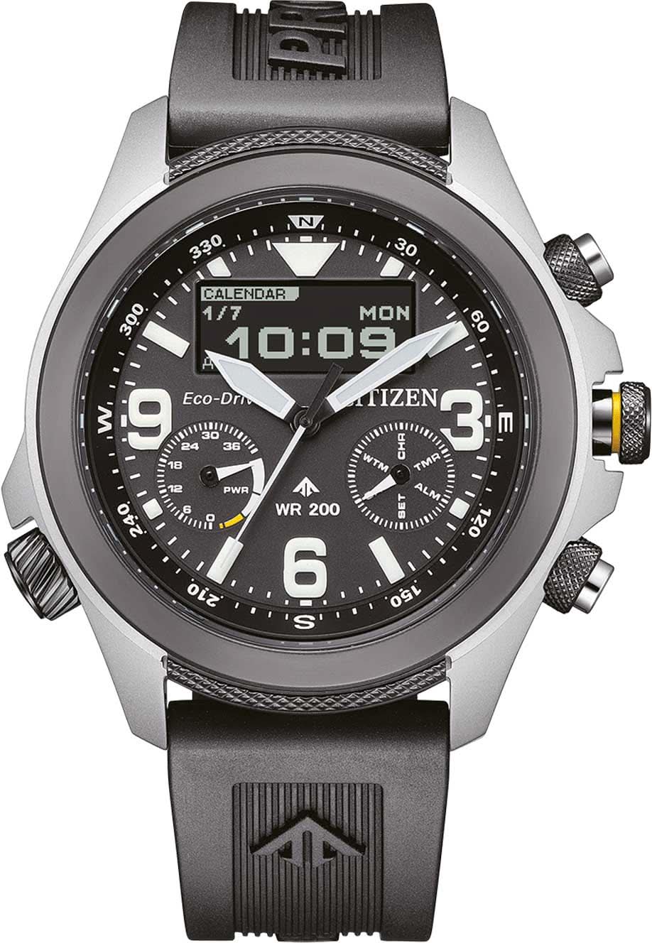 Bracelet de montre pour homme avec cadran noir, boîtier gris et bracelet en caoutchouc noir