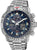 Herrenarmbanduhr mit blauem Zifferblatt, silbernem Metallband und Chronograph-Optik