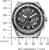 Montre bracelet pour homme, vue de face du cadran noir avec des sous-cadrans de chronographe.