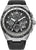 Montre pour homme avec cadran noir, bracelet en cuir noir et design chronographe.