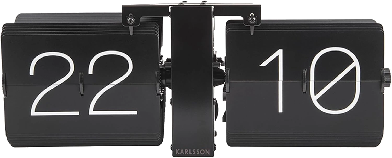 Horloge de table Karlsson Flip avec grands chiffres 22 et 10, boîtier noir