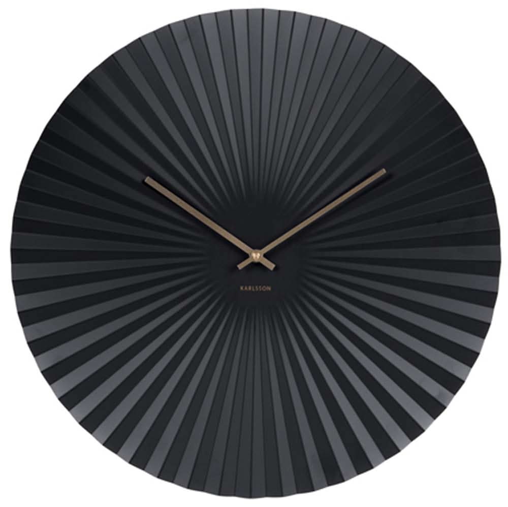 Horloge murale Karlsson avec cadran à rayons, aiguilles dorées, design rond