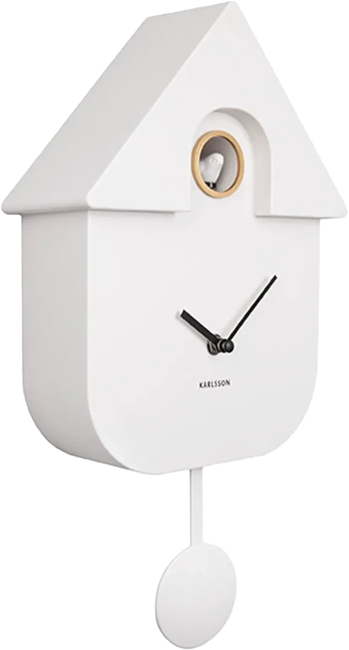 Karlsson Horloge murale design maison, blanc, avec fenêtre en verre et aiguilles