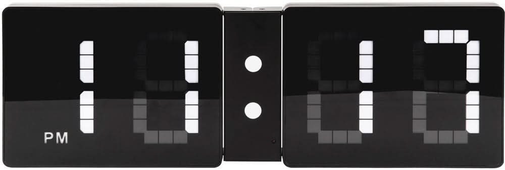 Horloge murale au design flip, affichage numérique AM/PM noir avec chiffres LED