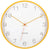 Horloge murale avec cadre en bois clair, chiffres blancs et trotteuse rouge