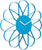 Horloge murale avec motif floral bleu et fines aiguilles métalliques, cadran blanc