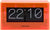 Orangefarbene Acryl-Tischuhr mit Flip-Zahlentafeln, Anzeige 22 und 10