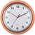 Horloge murale ronde avec cadre orange, cadran blanc et chiffres noirs