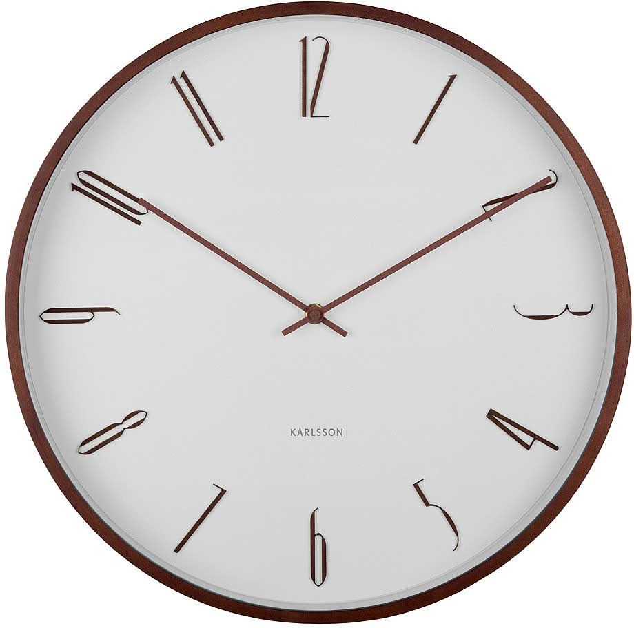 Horloge murale ronde avec cadre en bois, cadran blanc et aiguilles fines