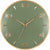 Horloge murale ronde avec cadran vert, chiffres dorés et aiguilles fines