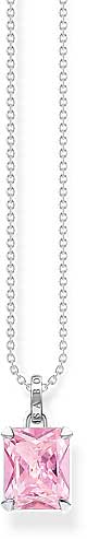 Collier en argent sterling 925 avec pendentif en pierre rose et chaîne