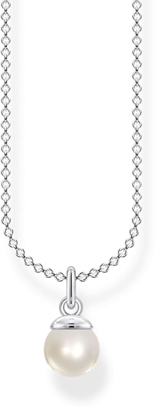 Collier en argent sterling avec pendentif perle, chaîne fine et fermoir coulissant