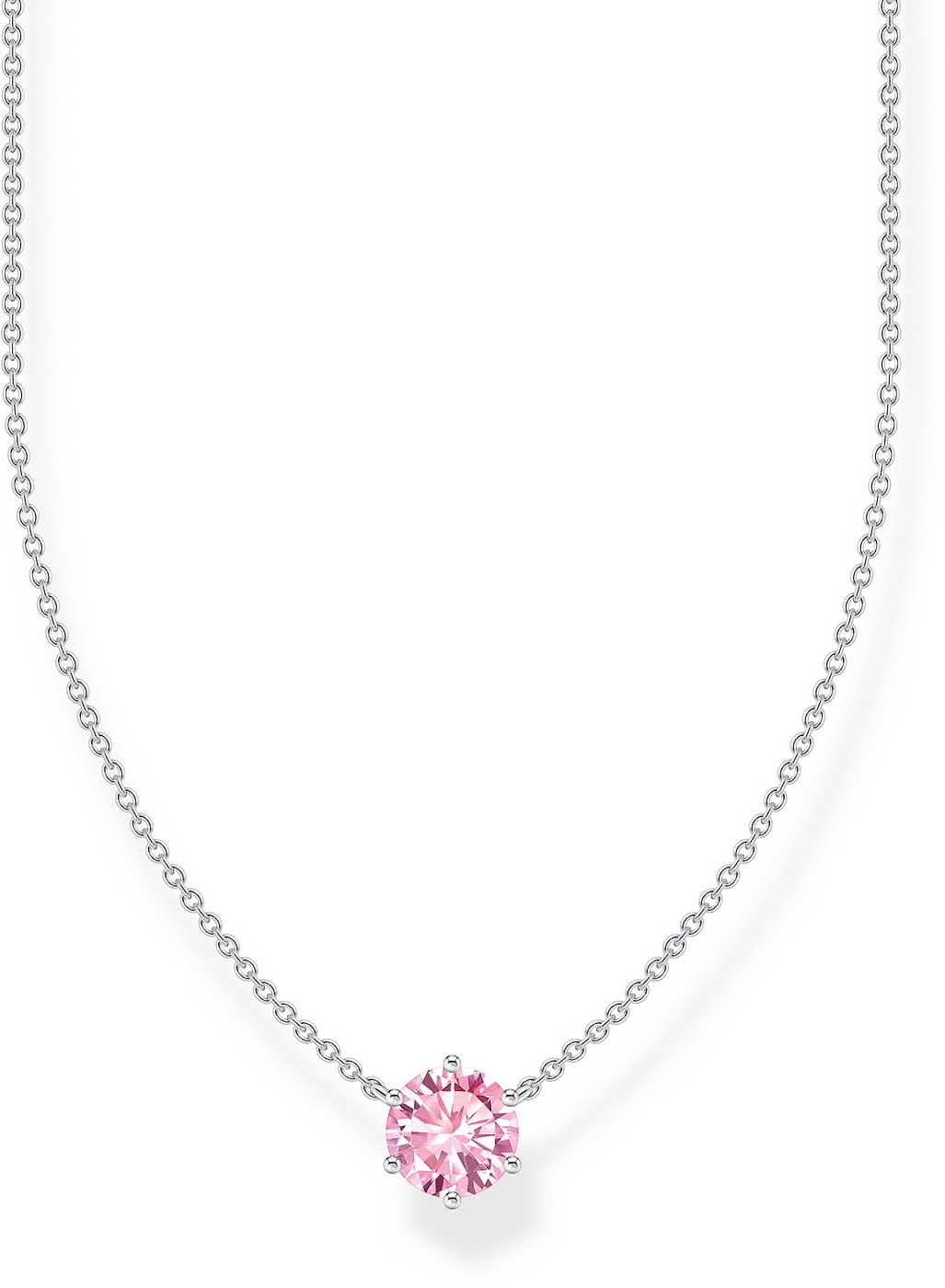 Collier avec pendentif en pierre rose et chaîne fine