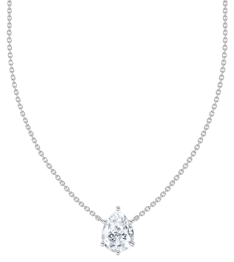 Chaîne en argent 925 avec pendentif en forme de goutte et zircone blanche