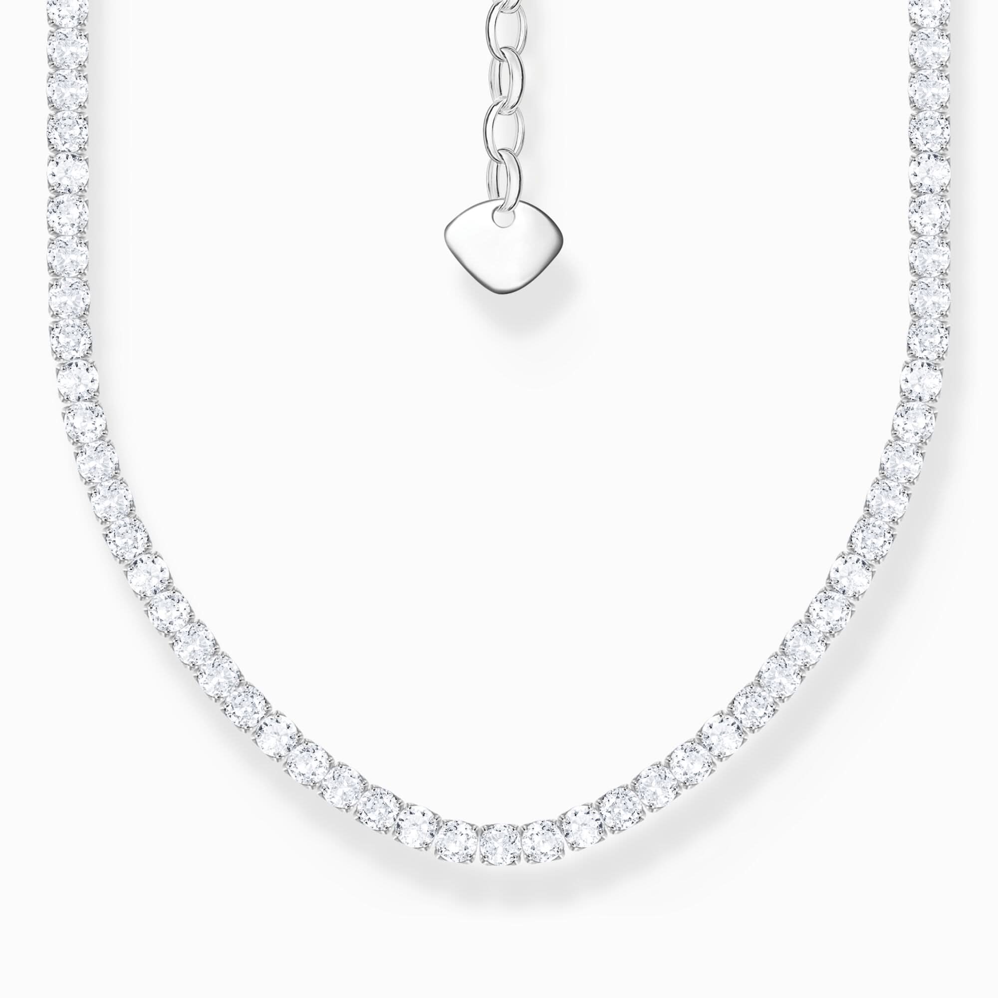 Collier argenté avec chaîne tennis et petit pendentif cœur