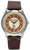 Messerschmitt Unisex-Uhr mit braunem Lederband und beigem Zifferblatt, analog
