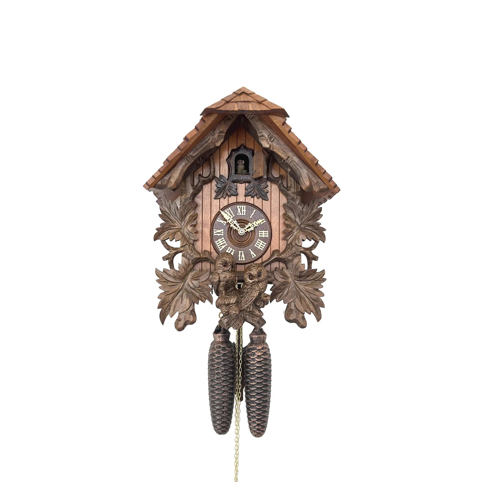 Rombach & Haas TRADITION 3460-N Horloge Murale Bois (foncé) • Mouvement Mécanique 8 Jours • Horloge Hibou Sculptée à la Main