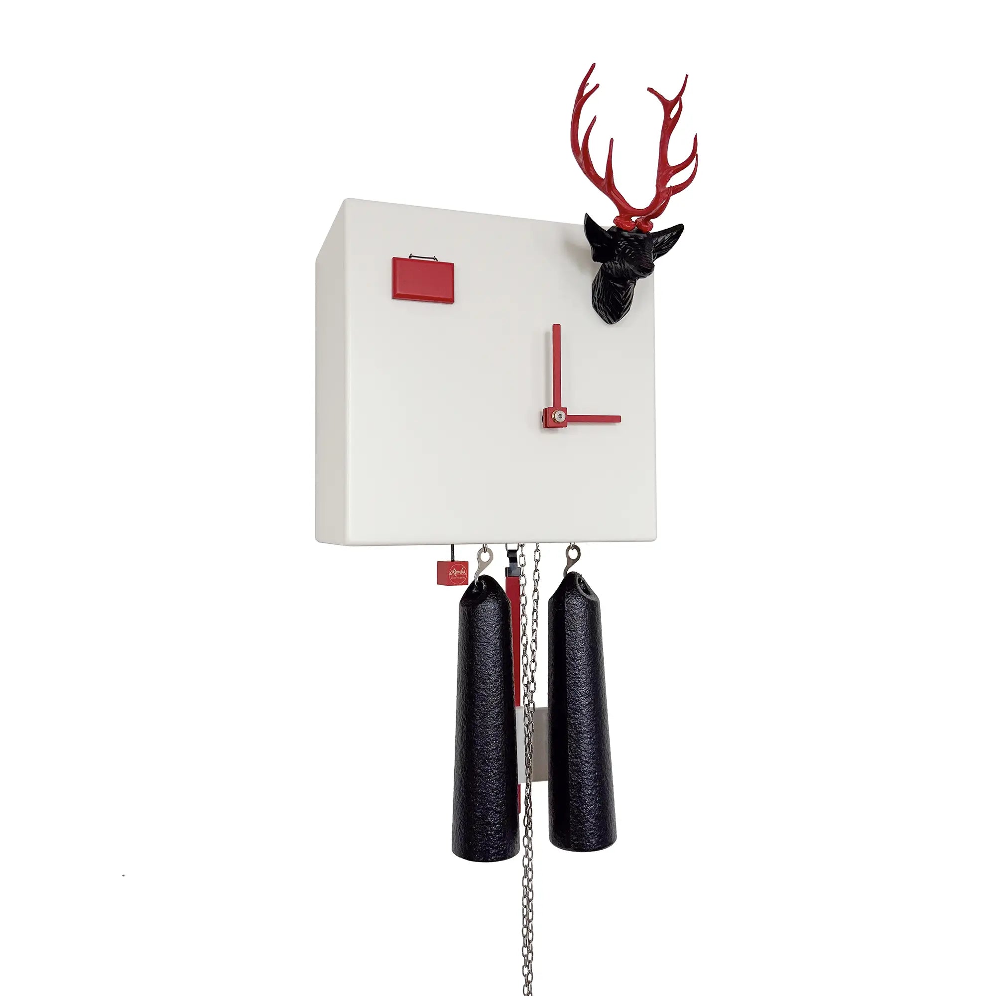 Rombach & Haas KUBUS CU34H-1/2 Horloge Murale Blanche • Mouvement Mécanique 8 Jours • Véritable Coucou de la Forêt-Noire