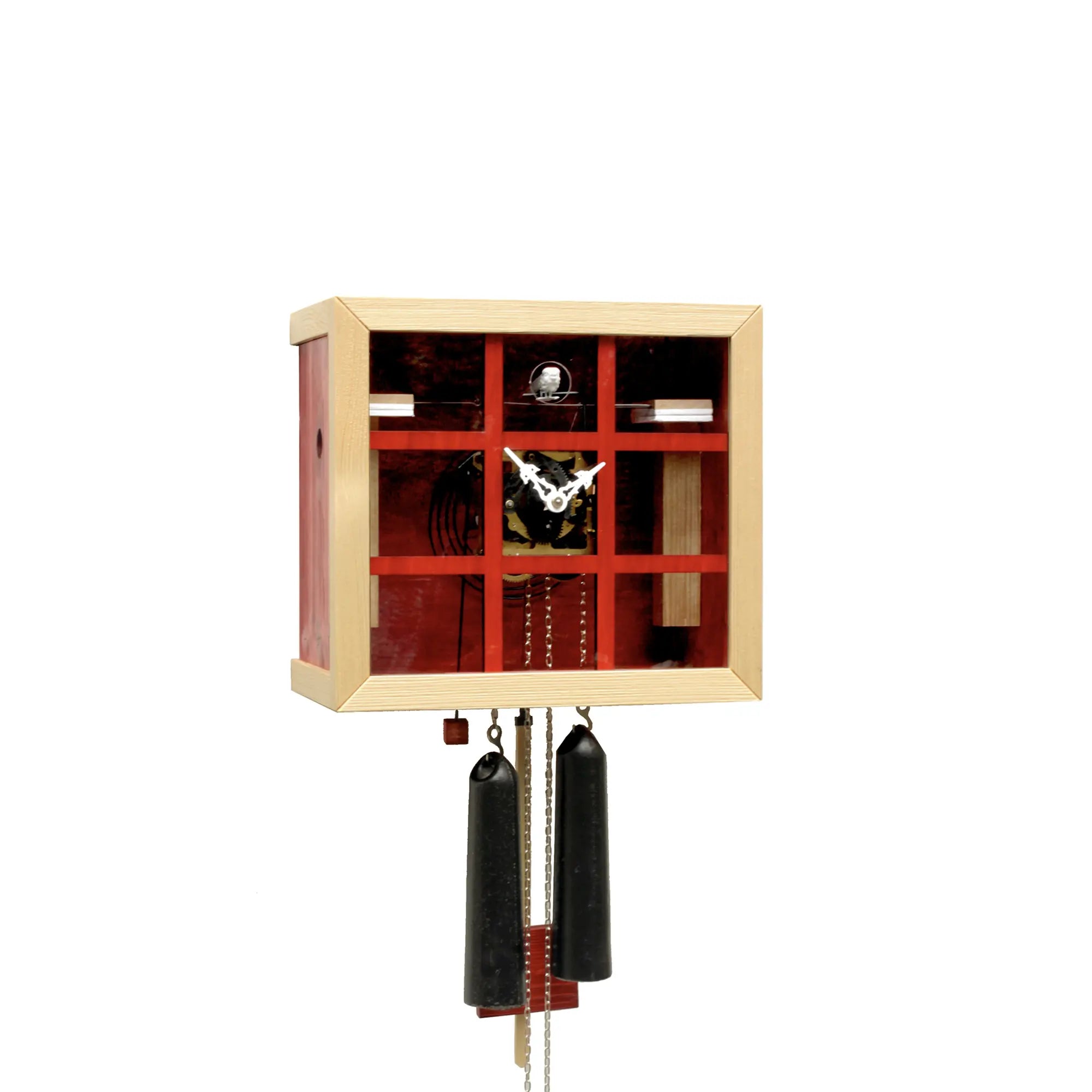 Rombach & Haas Einblick FV35-3 Horloge Murale Rouge • Mouvement Mécanique 8 Jours • Véritable Coucou de la Forêt-Noire