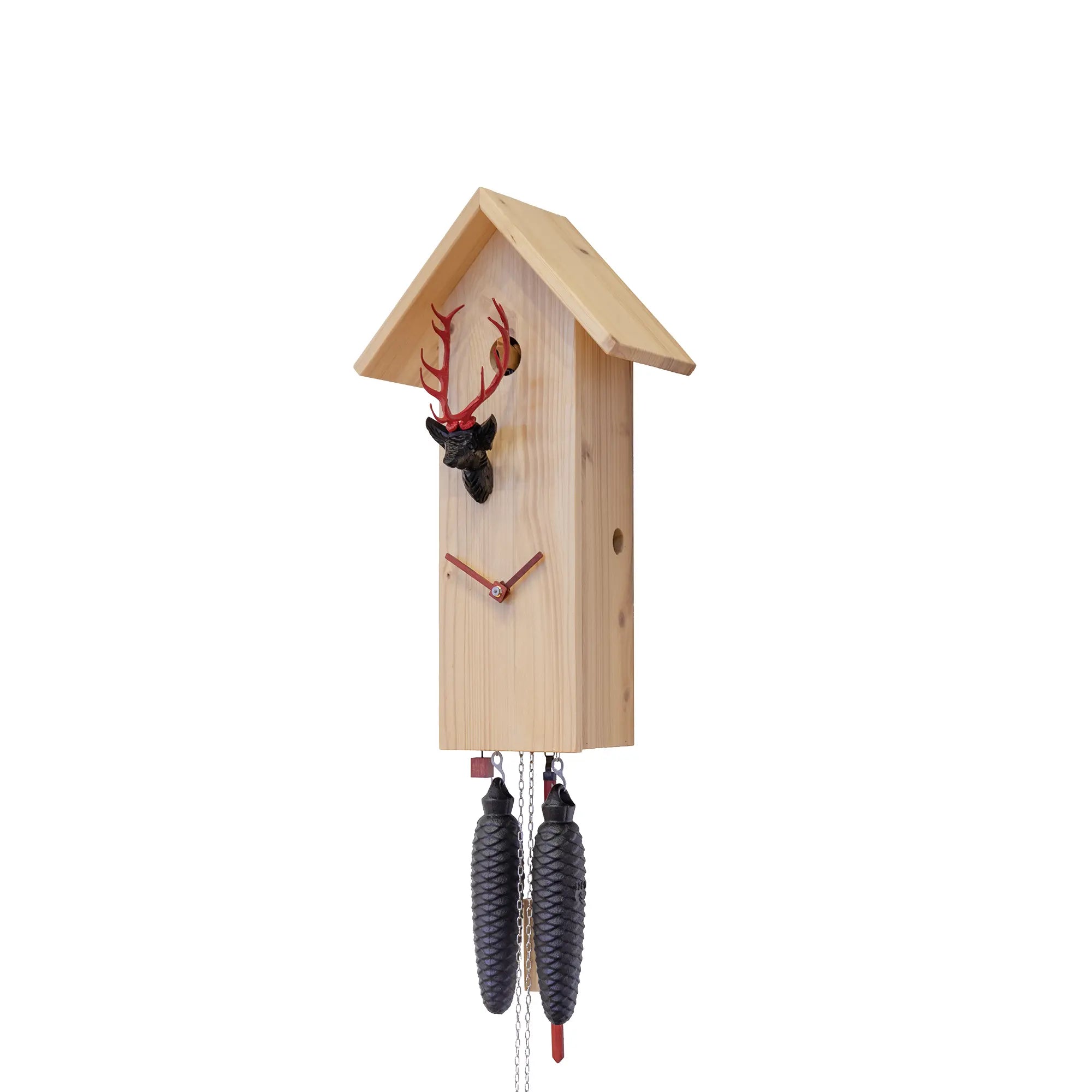 Rombach & Haas CLASSIC SLM3H-11 Horloge Murale Rouge/Noir/Naturel • Mouvement Mécanique 8 Jours • Véritable Coucou de la Forêt-Noire