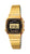 Montre Casio pour femme, boîtier doré avec cadran sombre et bracelet en métal en profil