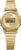 Montre Casio pour femme dorée : cadran numérique rond avec inscription WR-Resist et bracelet en métal