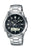 Montre argentée pour homme avec bracelet en métal, cadran noir rond et affichage numérique