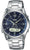 Montre Casio pour homme avec cadran bleu, bracelet en acier et affichage de la réception radio