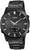 Montre homme avec cadran noir, affichage analogique et bracelet en métal noir