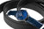 Montre pour homme avec cadran bleu et bracelet en crocodile bleu, vue latérale sur un coussin