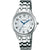 Lorus Classic Damenarmbanduhr mit Edelstahlband, rundem silbernem Gehäuse und blauen Zeigern