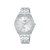 Damenuhr mit silbernem Edelstahlarmband, Mineralglas und Zifferblatt mit Strassrand