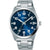 Lorus Herrenarmbanduhr mit blauem Zifferblatt und Edelstahlarmband, runde Analoganzeige